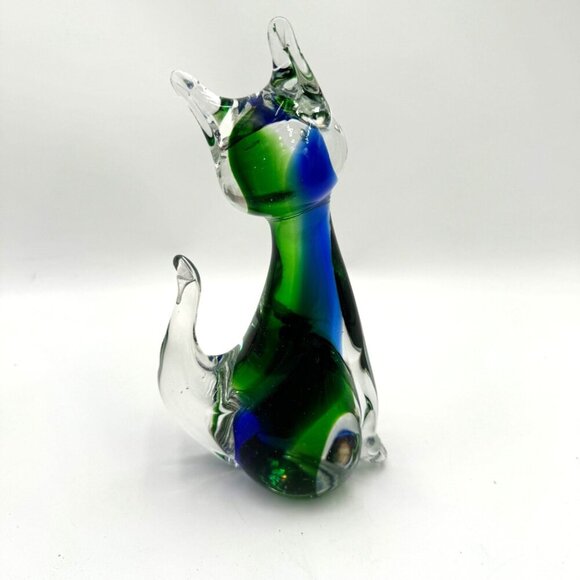 Murano Figurine Large Cat Art Glass Italy 8” Tall Vintage - Picture 4 of 11
